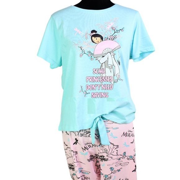 Disney Mulan Pajama wit Short Sleeve Top and Pajama Pant - Picture 1 of 8